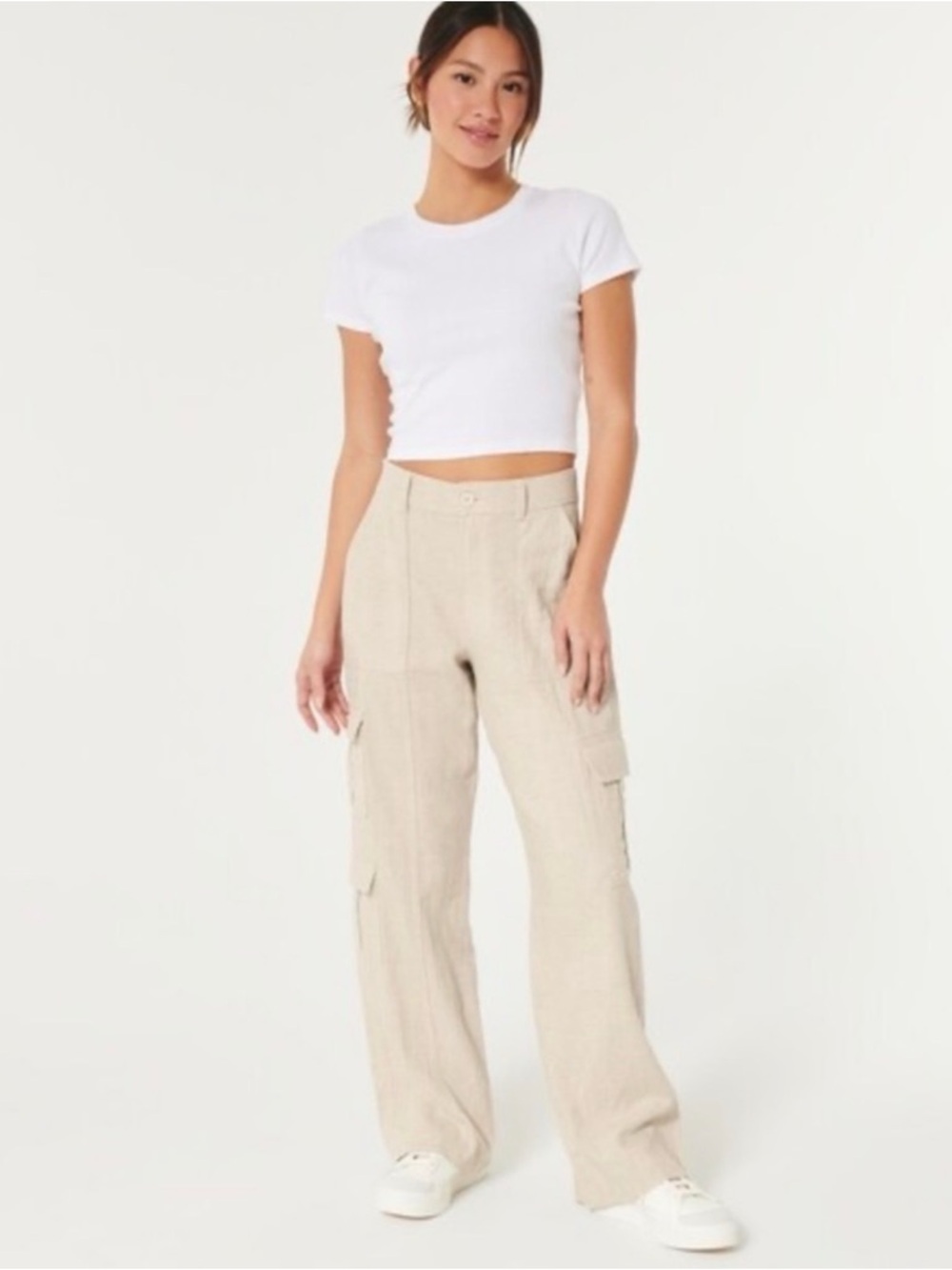 Hollister Ultra High-Rise Drapey Cargo Pants Beige